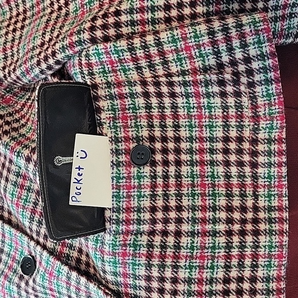 Talbots Wool Blend Pink Green Plaid blazer - Picture 8 of 9